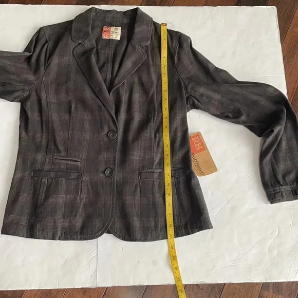 Ruff hewn charcoal plaid blazer 100% cotton NWT Women’s size M - Picture 7 of 12